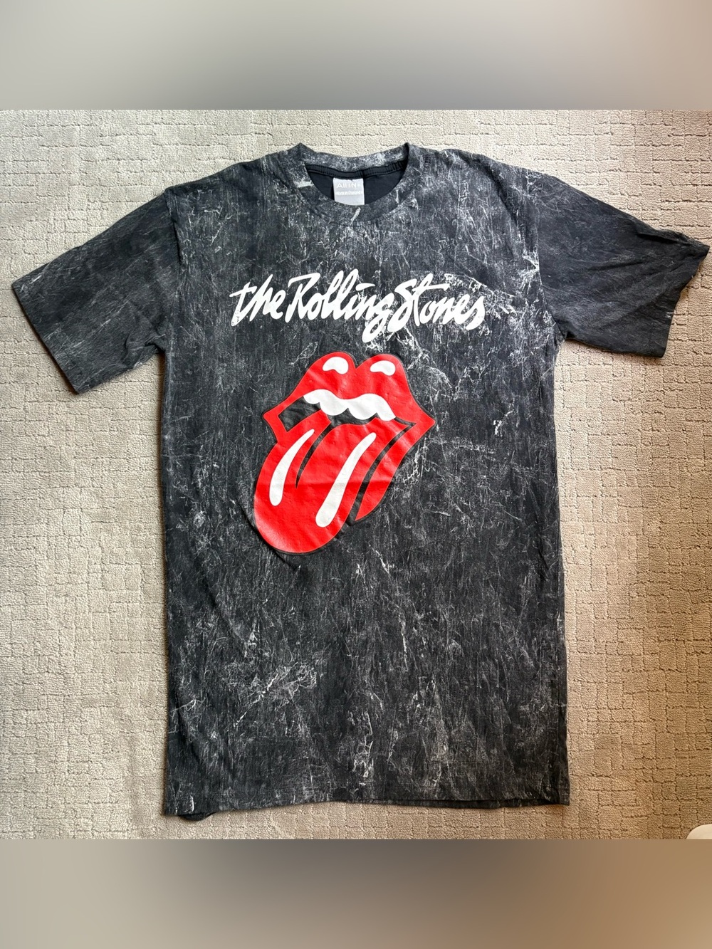 The Rolling Stones Iconic āLicksāTongue Logo Acid Wash T-Shirt Dress